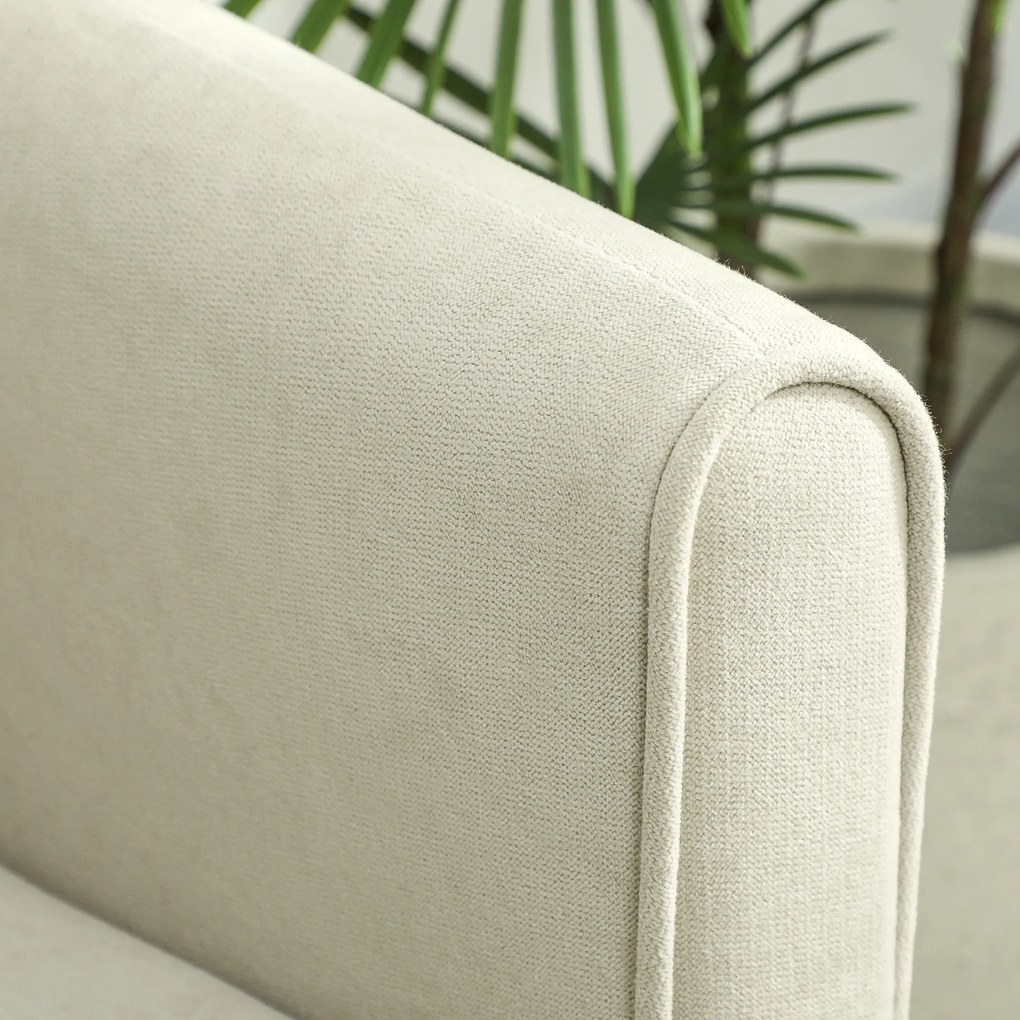 HOMCOM Canapea cu 2 Locuri din Catifea cu Spătar Matlasat și Pernă Detașabilă, Canapea Compactă Modernă cu Picioare din Metal pentru Sufragerie, 124x73x92 cm, Crem | Aosom Romania