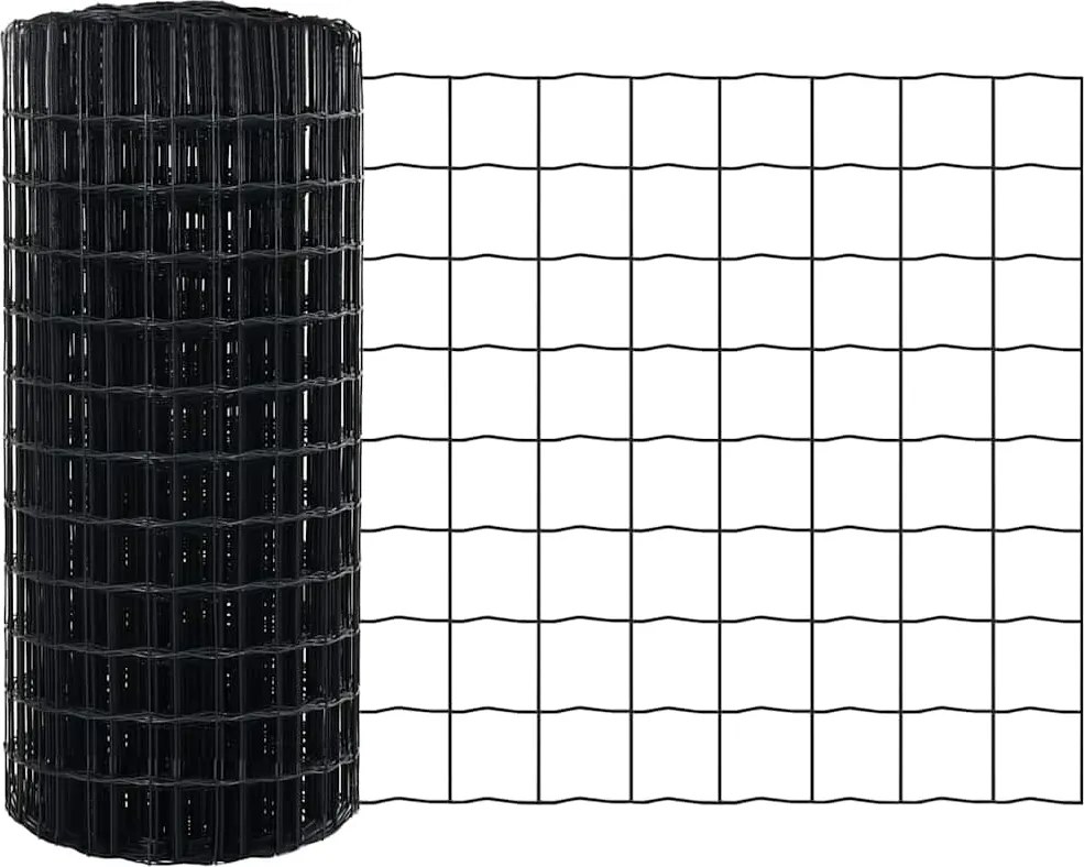 vidaXL Gard Euro Gri 0,8 x 25 m Fier acoperit cu PVC