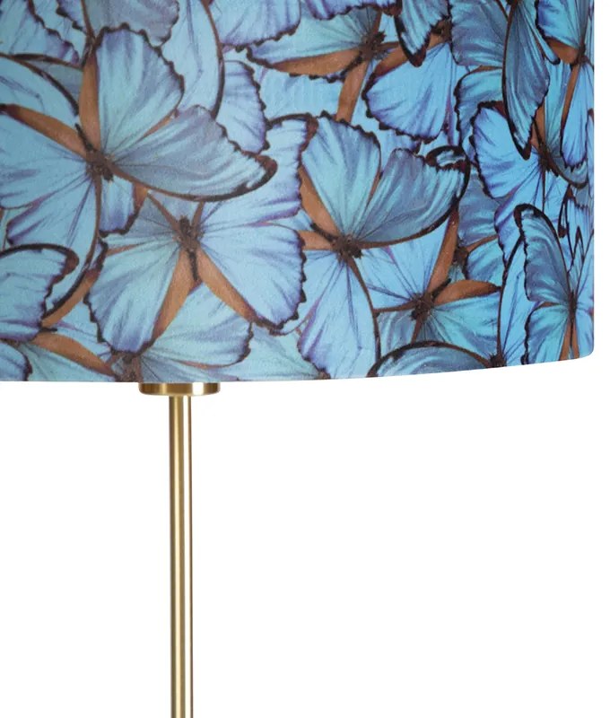 Lampă de podea auriu/alamă cu abajur din catifea cu fluturi 40/40 cm - Parte