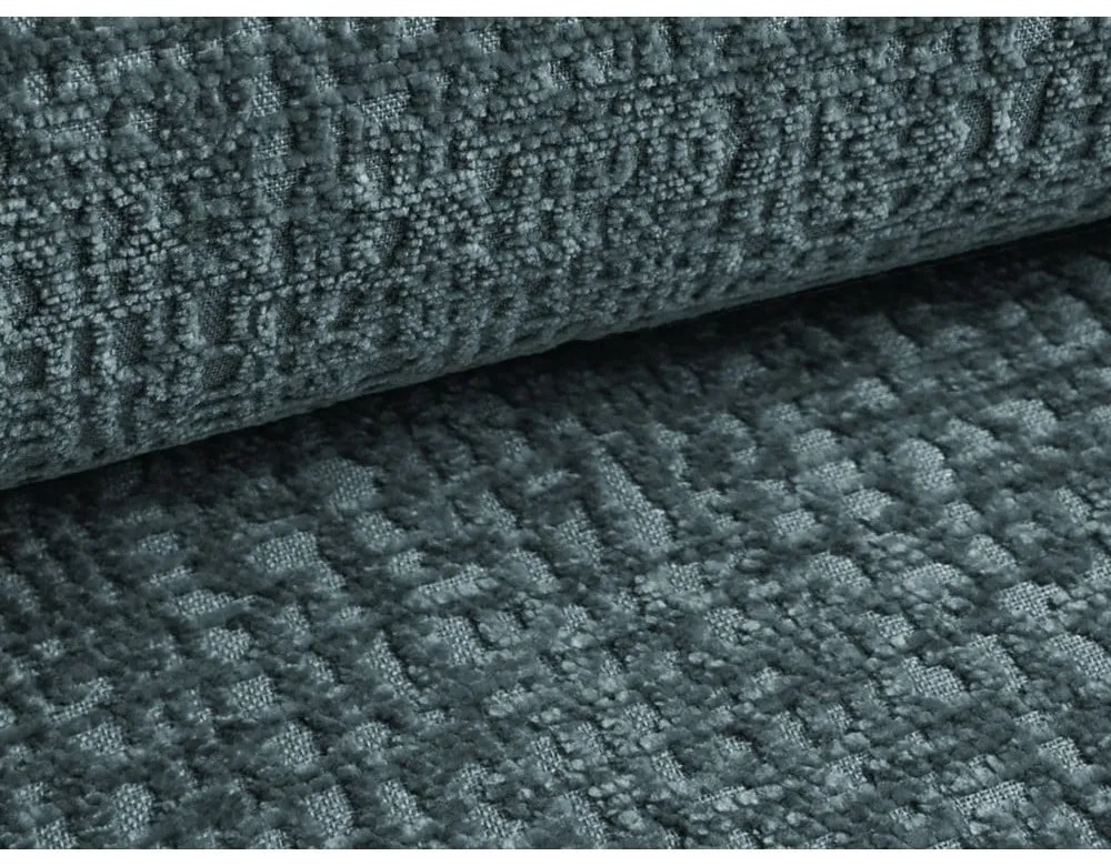 Pat dublu tapițat albastru cu spațiu de depozitare cu grilă 140x200 cm Noho - Makamii