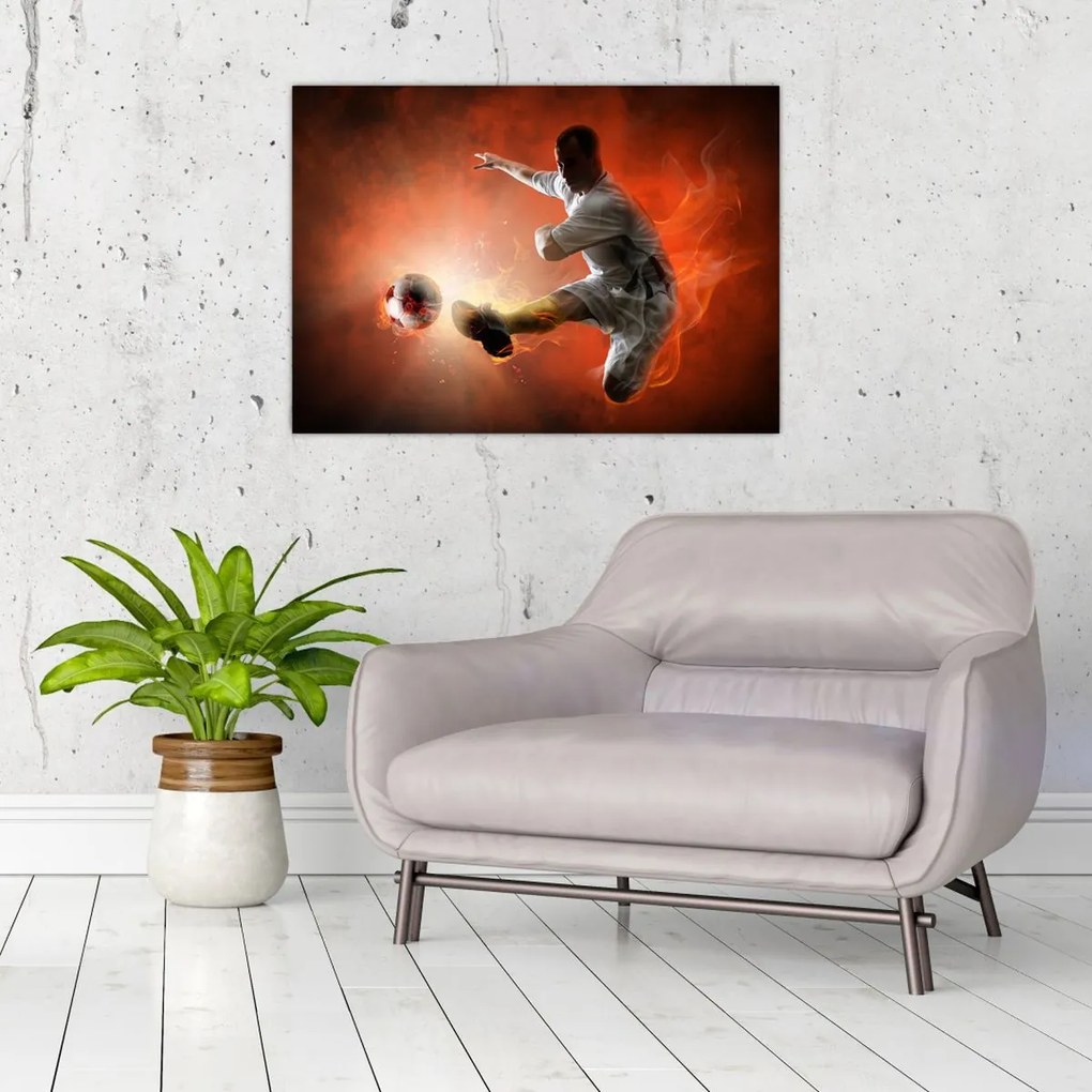 Tablou pe sticlă - Fotbalistul (70x50 cm)