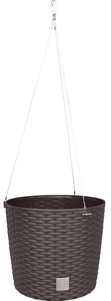 Ghiveci decorativ cu lant, rotund, maro, 25.6x21.9 cm, Rato Round WS