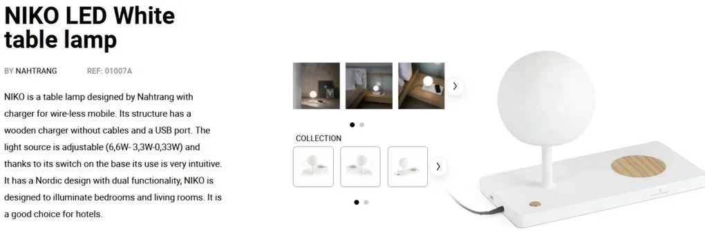 Veioza LED / Lampa de masa ultramoderna USB / Wireless charger NIKO