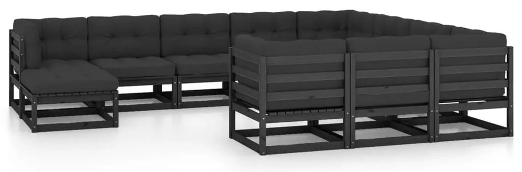 vidaXL Set mobilier grădină cu perne, 11 piese, lemn masiv de pin
