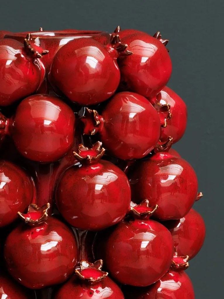 Vaza rosie, din ceramica, Pomegranates