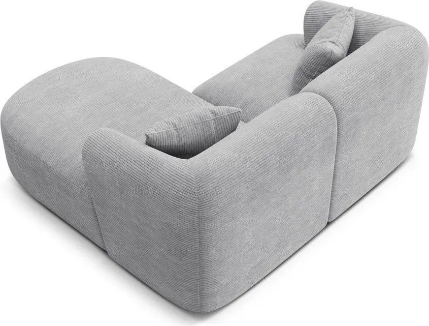 Colțar gri deschis cu tapițerie din catifea reiată (cu colț pe partea dreaptă/cu șezlong) Campi – Cosmopolitan Design