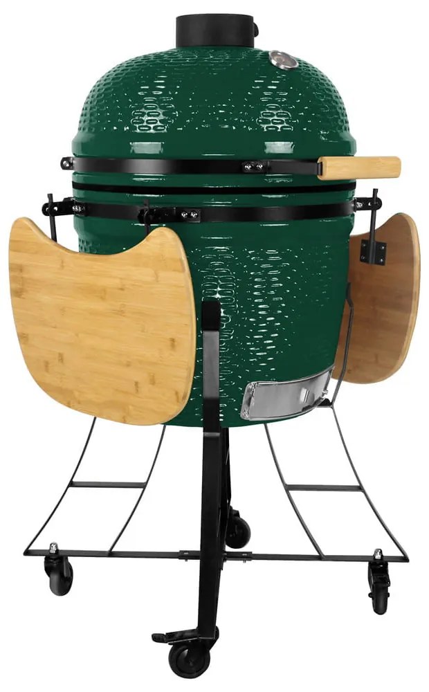 Grătar ceramic pentru cărbuni cu rafturi laterale, grilă de 46 cm