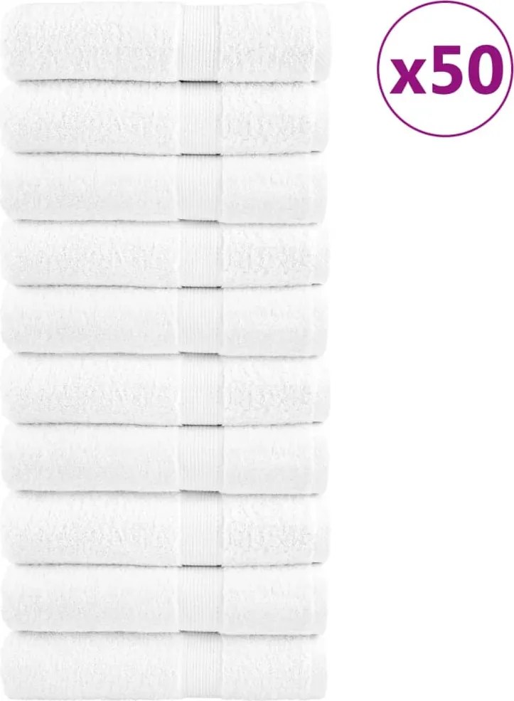 vidaXL Prosoape mâini premium, SOLUND 50 buc alb 50x100cm 600gsm