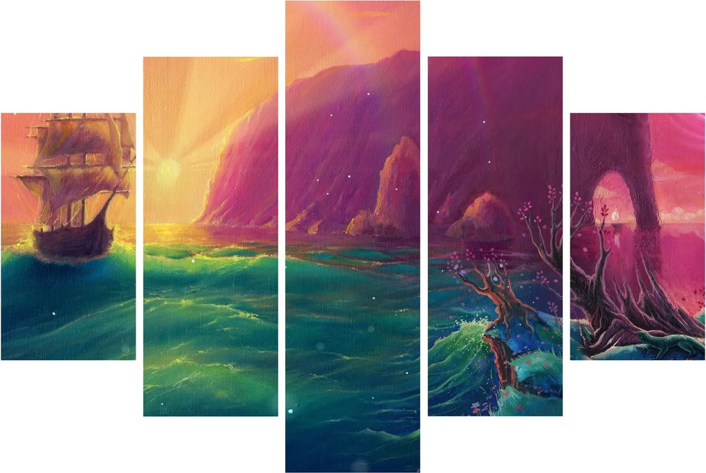 Tablou - Pictură în ulei, călătorie într-un țărăm fantastic (150x105 cm)