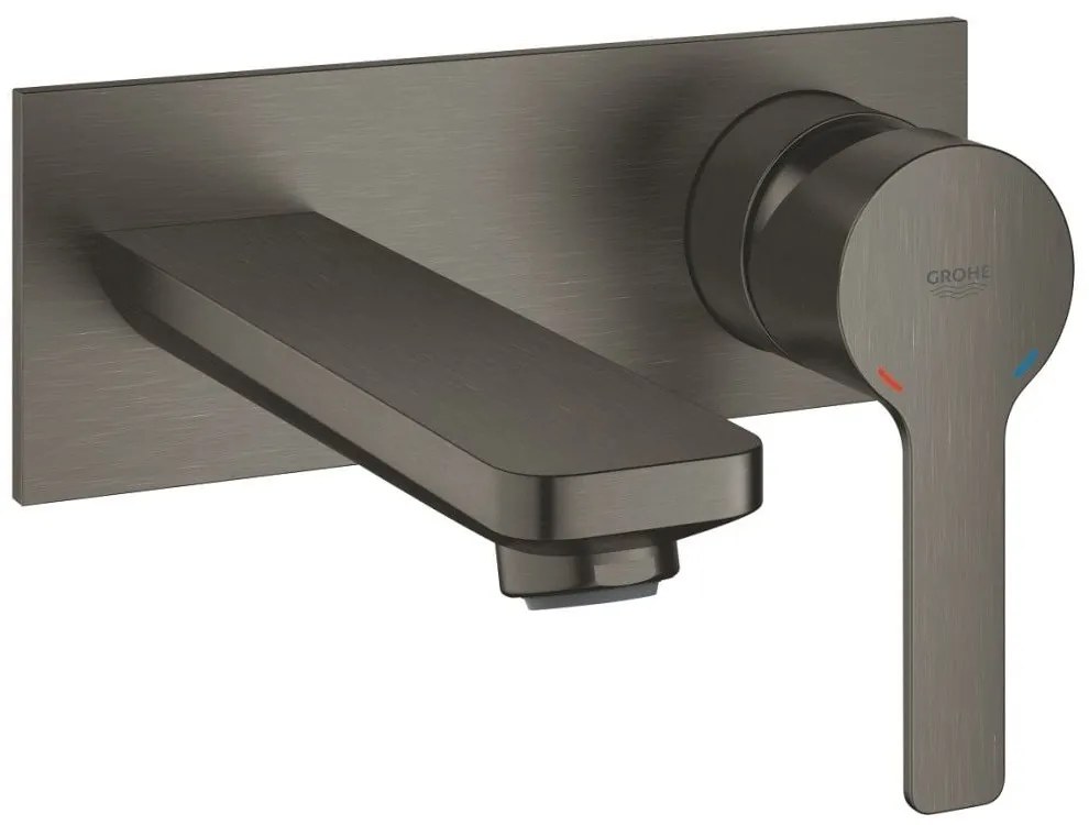 Baterie lavoar incastrata antracit mat Grohe Lineare, pipa 15 cm