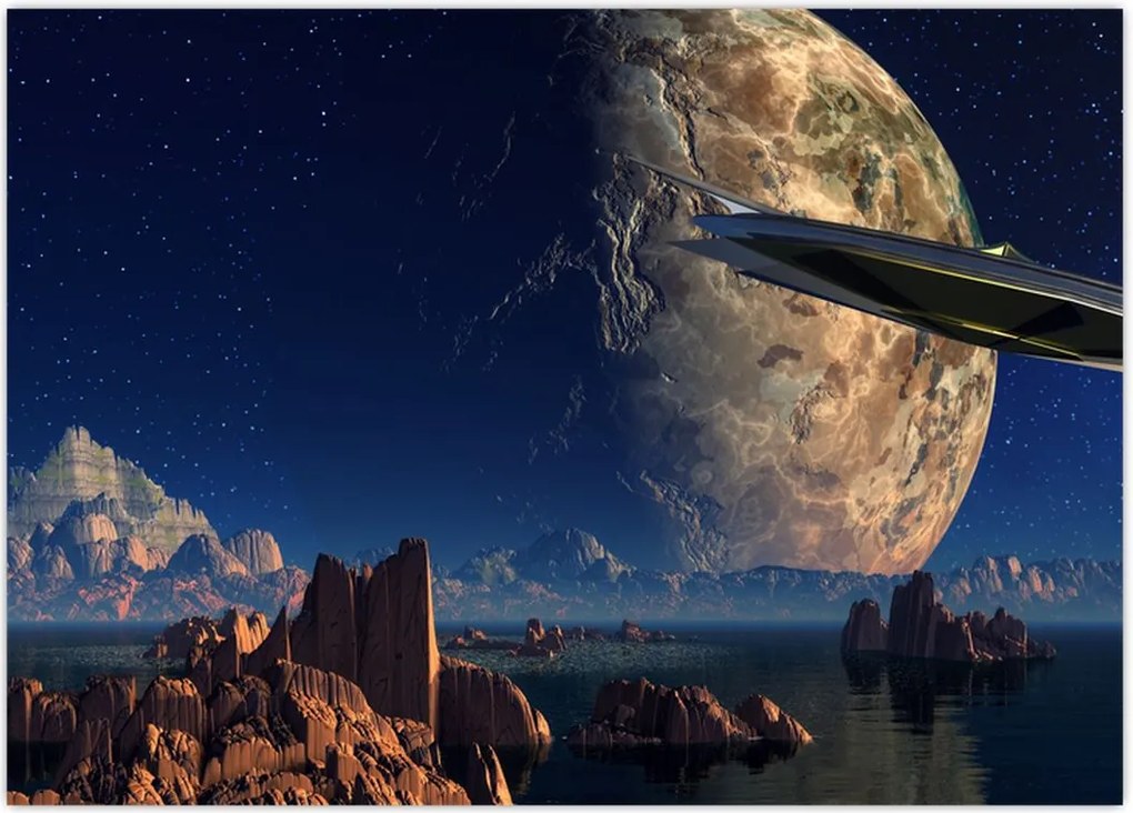 Tablou - Vizita extraterestrului (70x50 cm)