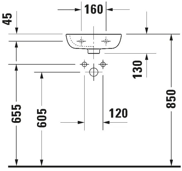 Duravit 7053600082 - Lavoar suspendat D-CODE 36 x 27 cm, ceramică, alb lucios
