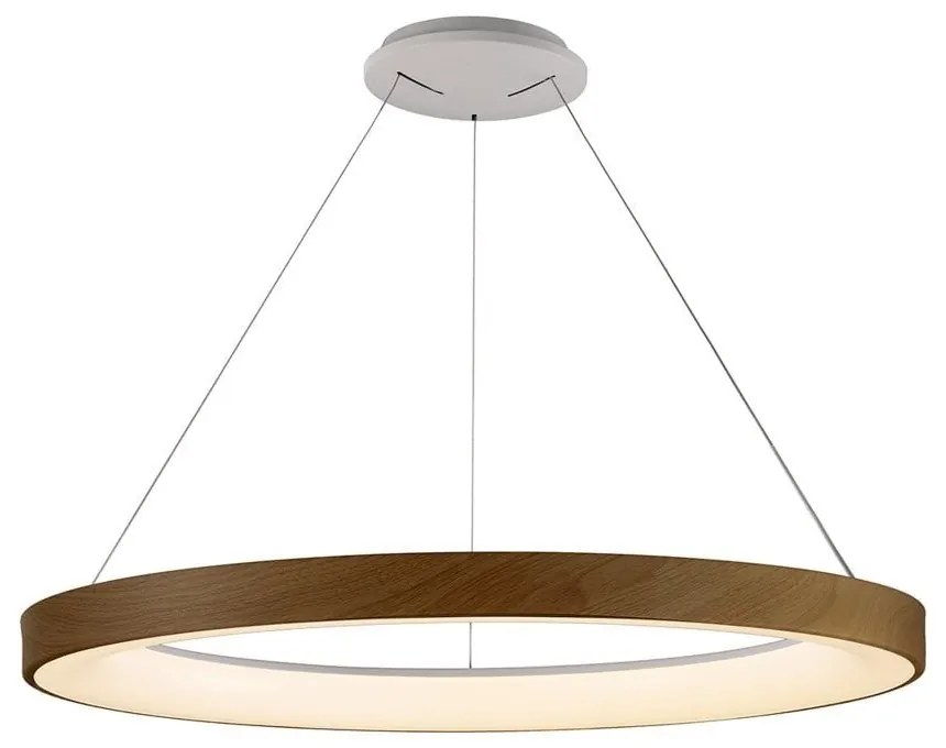 Lustra LED cu telecomanda design circular NISEKO II Wood 90cm