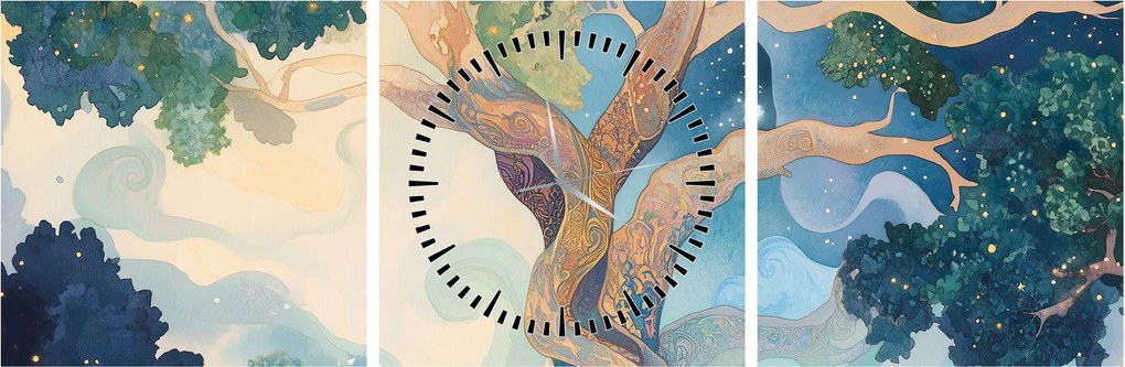 Tablou – Arbore cosmic (cu ceas) (90x30 cm)