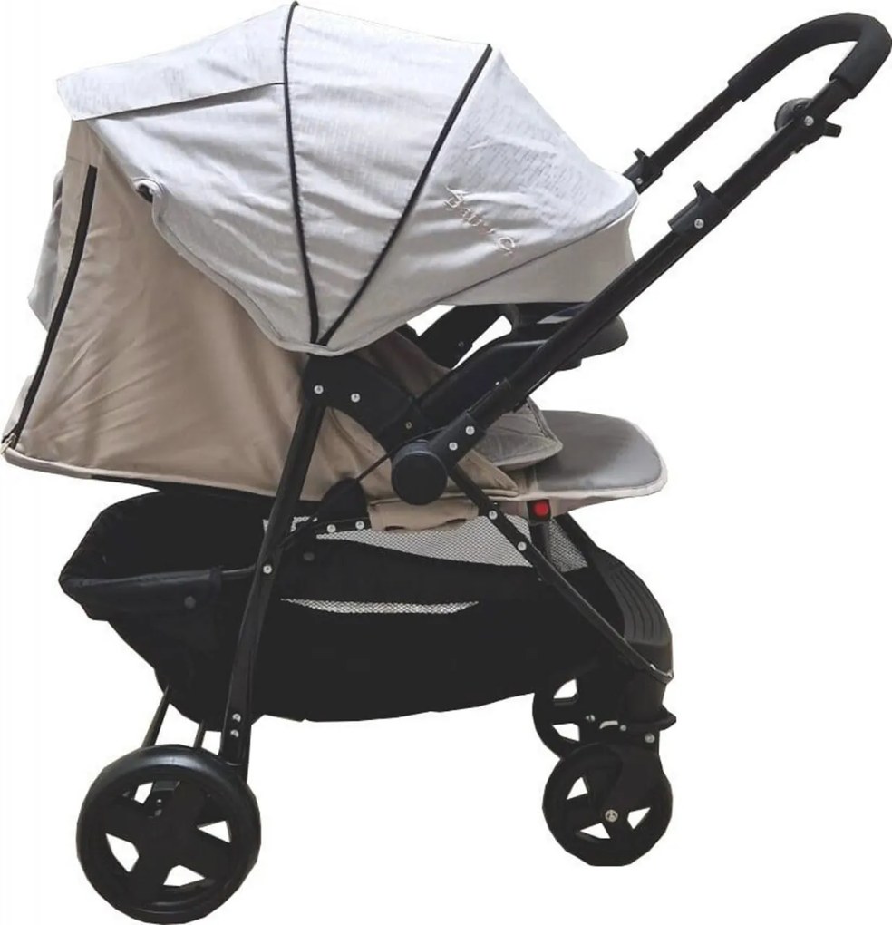 Carucior nou nascuti 2 in 1 BABY CARE™ PRO SK10, Maner reversibil, Spatar reglabil in 3 trepte, Frana picior,Pliabil , Gri Deschis