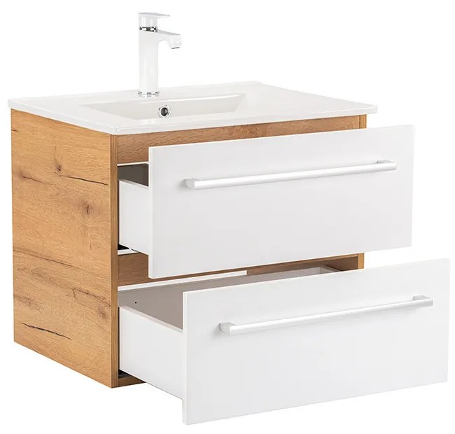 Mobilier complet de baie Vario Clam 60 stejar-alb