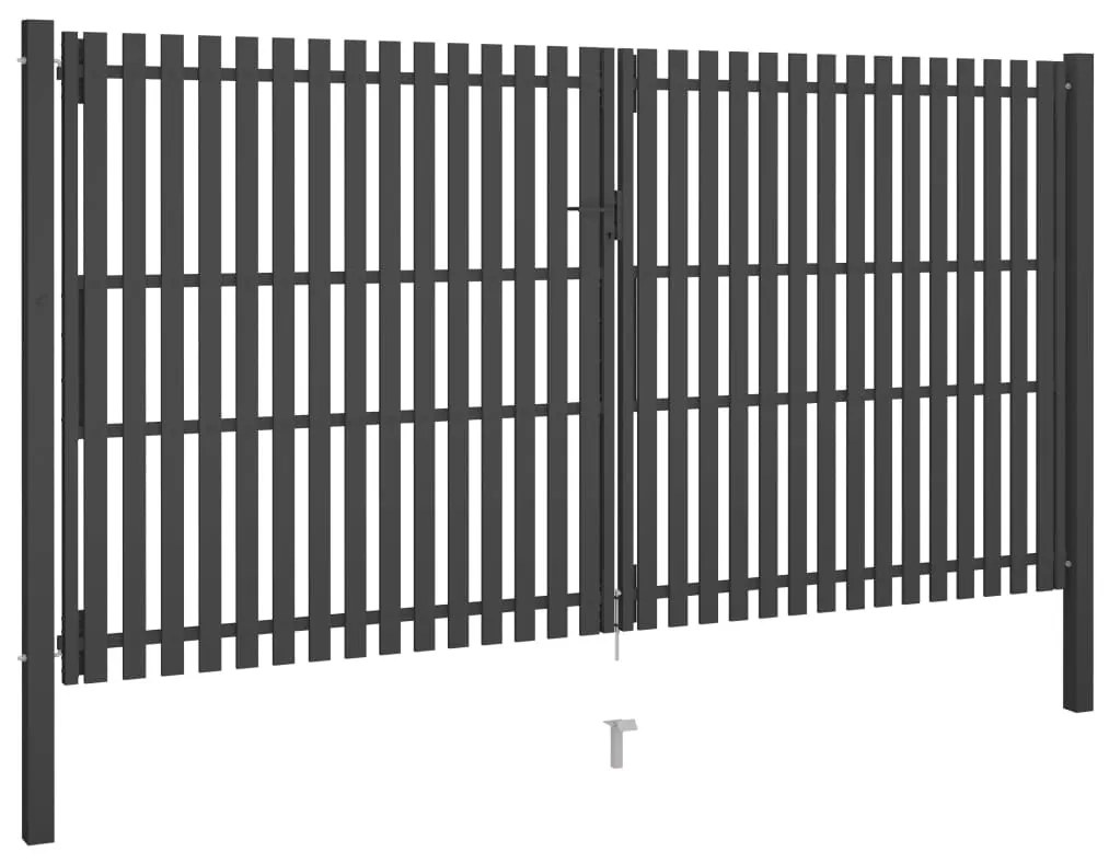 Poarta de gard gradina, antracit, 4 x 2,5 m, otel 4 x 2.5 m