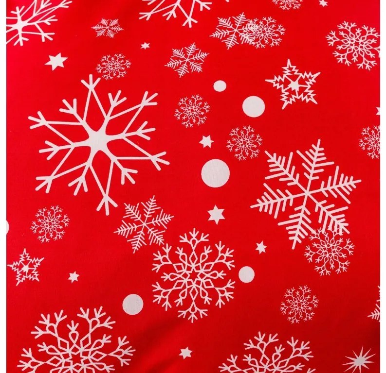 Set lenjerie de pat din bumbac SNOWFALL rosu + cearsaf JERSEY EXCLUSIVE 90x200 cm negru, pentru un singur pat