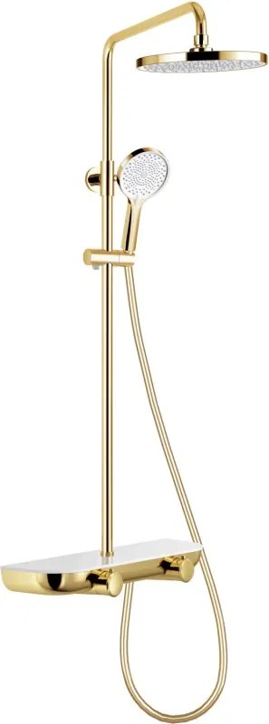 Mexen Axis set de duș exterior cu duș fix și baterie, auriu/alb - 78112-25