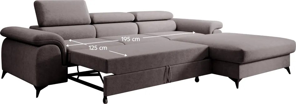 Set canapea extensibilă, maro, dreapta, HORTY ROH