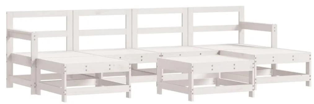 3186376 vidaXL Set mobilier de grădină, 7 piese, alb, lemn masiv de pin