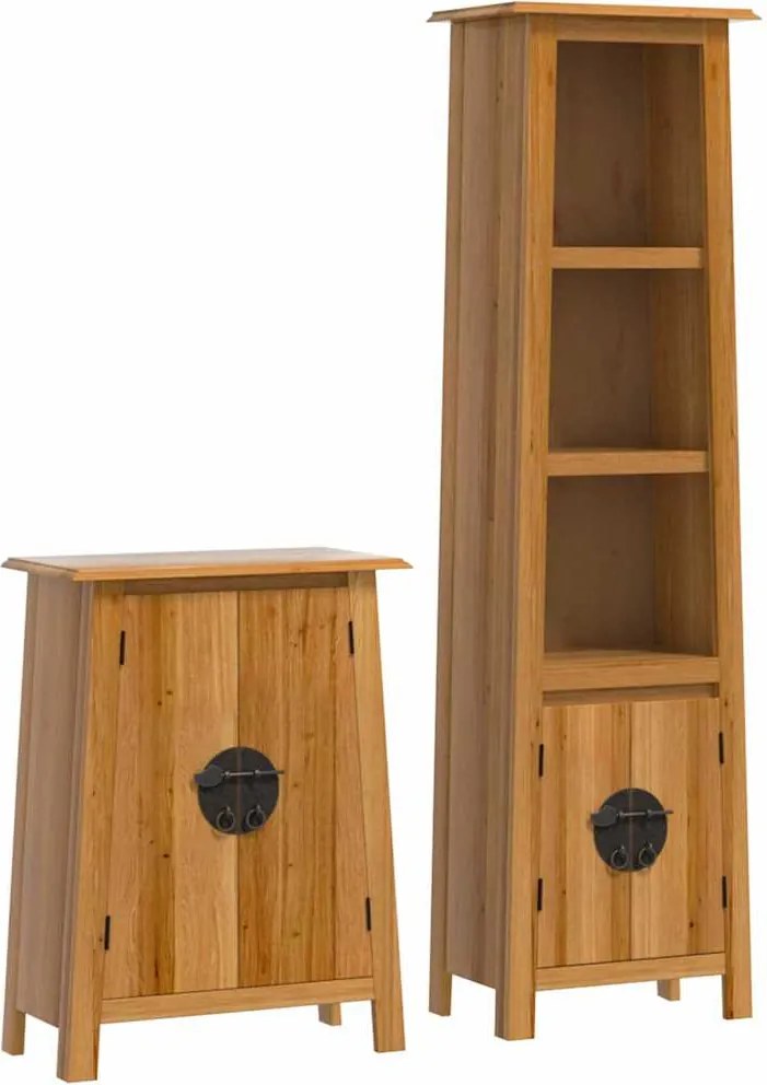 vidaXL Set mobilier de baie, 2 piese, lemn masiv de pin