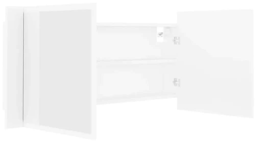 Dulap de baie cu oglinda si LED, alb, 100x12x45 cm Alb