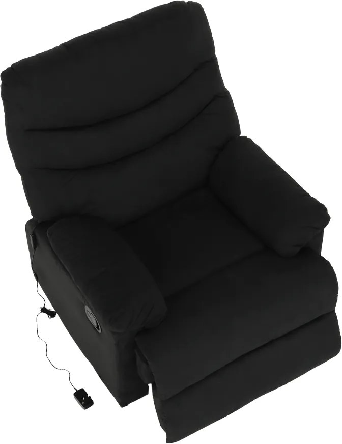 Fotoliu reglabil masaj, material textil catifea negru, LAMBERT