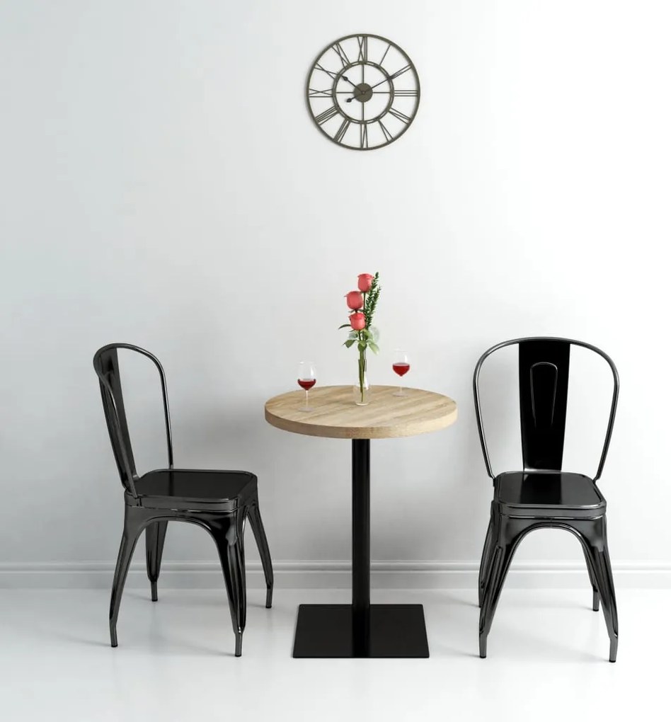 vidaXL Masă bistro, MDF și oțel, rotundă, 60x75 cm, culoare stejar
