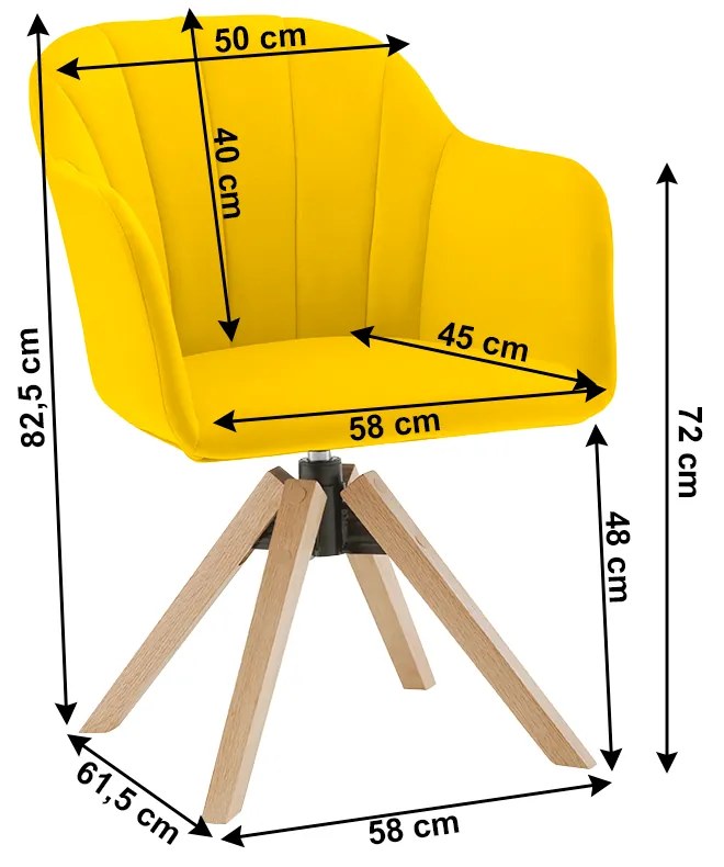 Fotoliu rotativ, textil Velvet, galben fag, DALIO