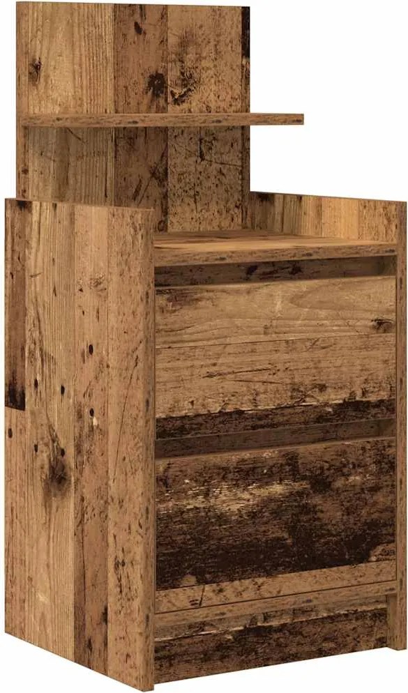 vidaXL Noptiera cu 2 sertare din lemn vechi 38x34x80 cm