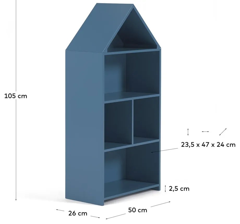 Bibliotecă pentru copii Kave Home Celeste, 50 x 105 cm, albastru