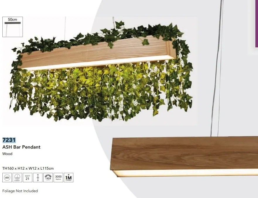 Lustra LED din lemn ideala pult sau masa bucatarie Ash