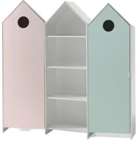 Set 3 Dulapuri pentru Copii Căsuță, Roz, Verde Mentă și Alb, (MDF) – CASAMI – Vipack