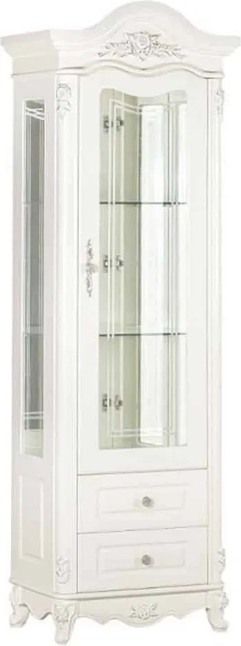Vitrină lemn masiv Paris 1 Ușă Ecru, 65 × 43 × 200 cm - Sânga