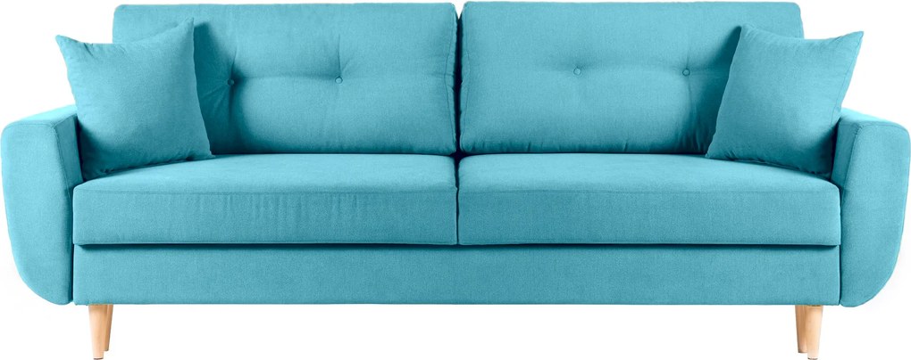 Canapea Extensibilă 3 locuri HELSINKI, cu ladă de depozitare, 227x90x90 cm, Turcoaz-Enjoy