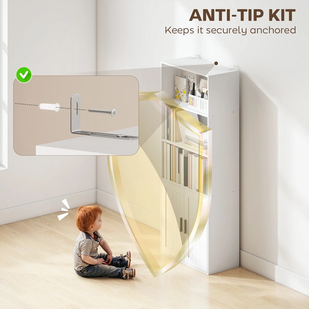 HOMCOM Bibliotecă cu Rafturi Deschise și Dulap cu Raft Reglabil Alb | Aosom Romania