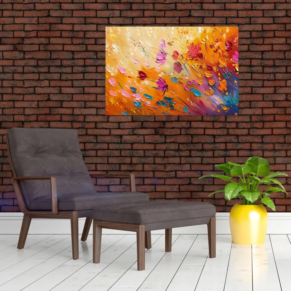 Tablou - Pictură flori colorate (90x60 cm)