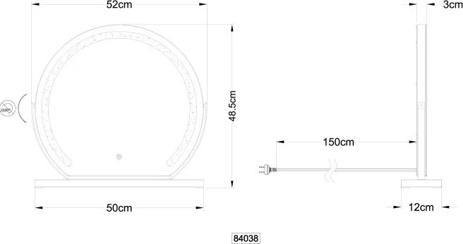 Oglinda de masa cu iluminat LED CCT Rivas 50x50cm 84038 GL