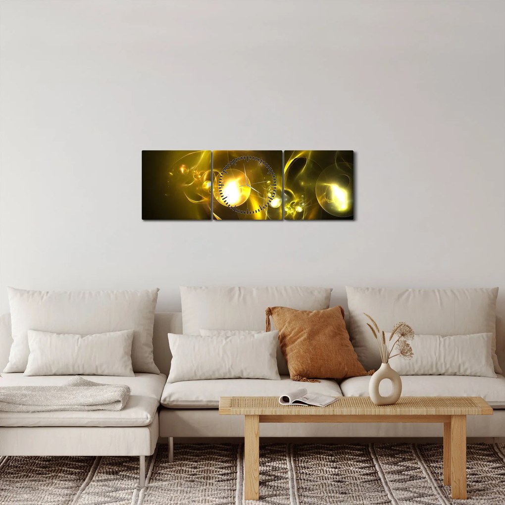 Tabloul abstract cu bile galbene (cu ceas) (90x30 cm)