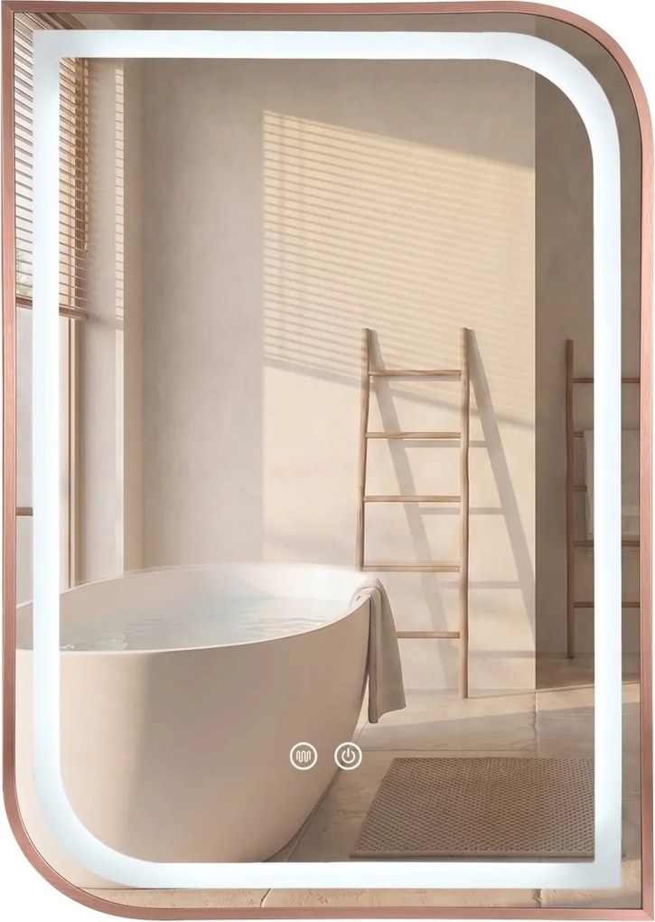 Oglindă LED ZONE 70x50 BRUSH ROSE GOLD