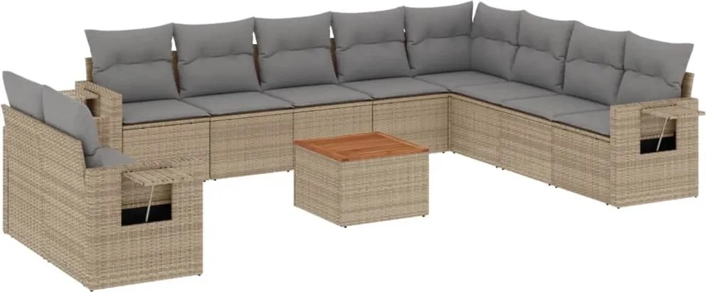 vidaXL Set canapele de grădină cu perne, 11 piese, bej, poliratan