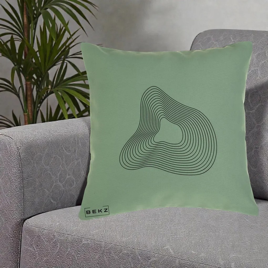 Perna Decorativa Abstract Linii Organice, 40x40 cm, Verde, Husa Detasabila, Perna Inclusa, BEKZ®