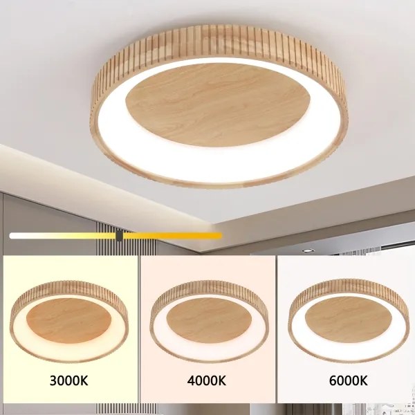 Brilagi - Plafonieră LED FALCON WOOD MODERN, 40 W, 230 V, Ø 60 cm, lemn