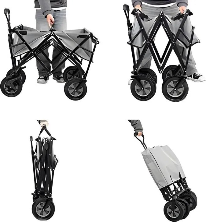 Cărucior de transport pliabil 100 kg – cărucior de grădină și plajă cu roți Portocalie