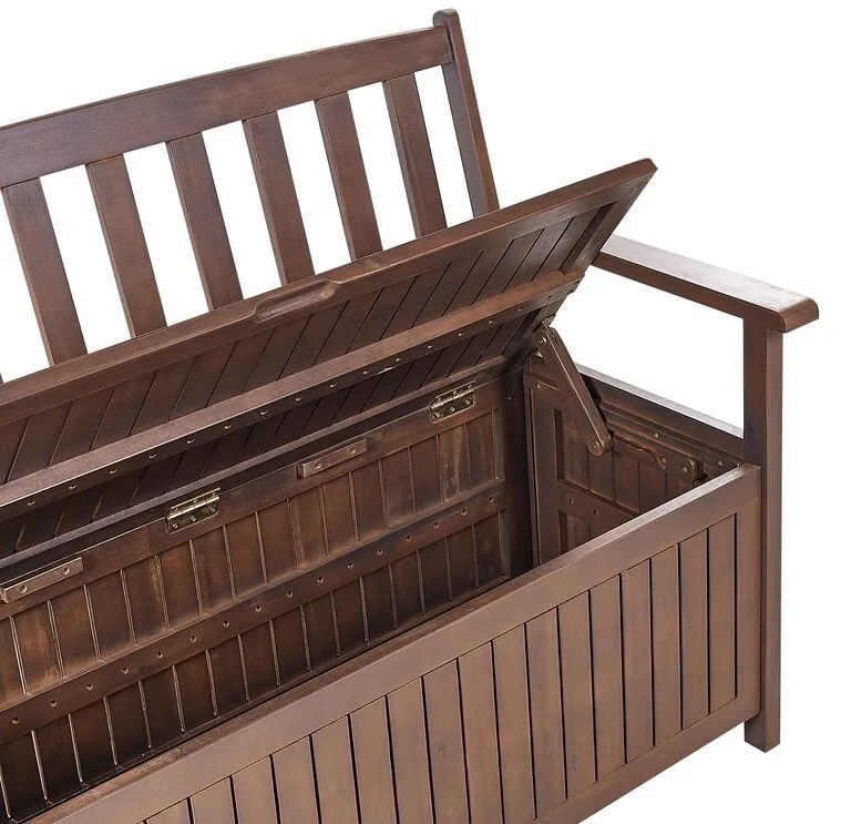 Bancă de grădină Sefu (lemn închis + gri) (cu sp. depozitare)). 1075967