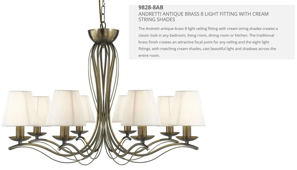 Candelabru stil clasic cu 8 brate Andretti alama antic 9828-8AB SRT