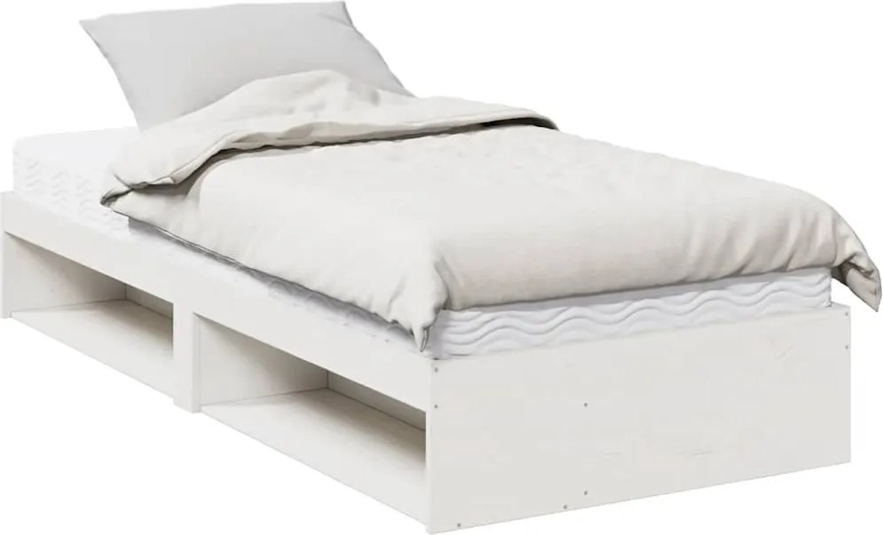 vidaXL Pat de zi cu saltea, alb, 90x190 cm, lemn masiv pin