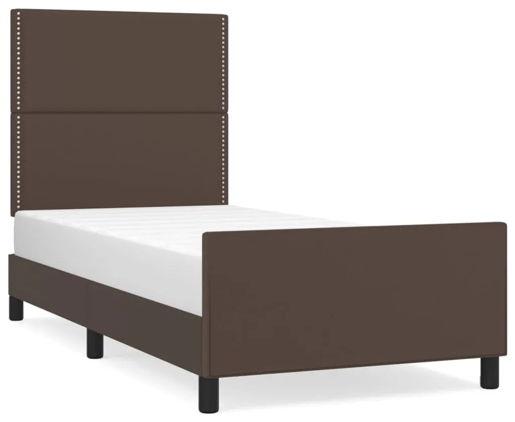 3125479 vidaXL Cadru de pat cu tăblie, maro, 80x200 cm, piele ecologică