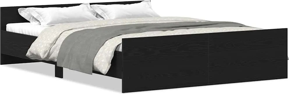 vidaXL Cadru pat fără saltea, stejar negru, 150x200 cm, lemn prelucrat